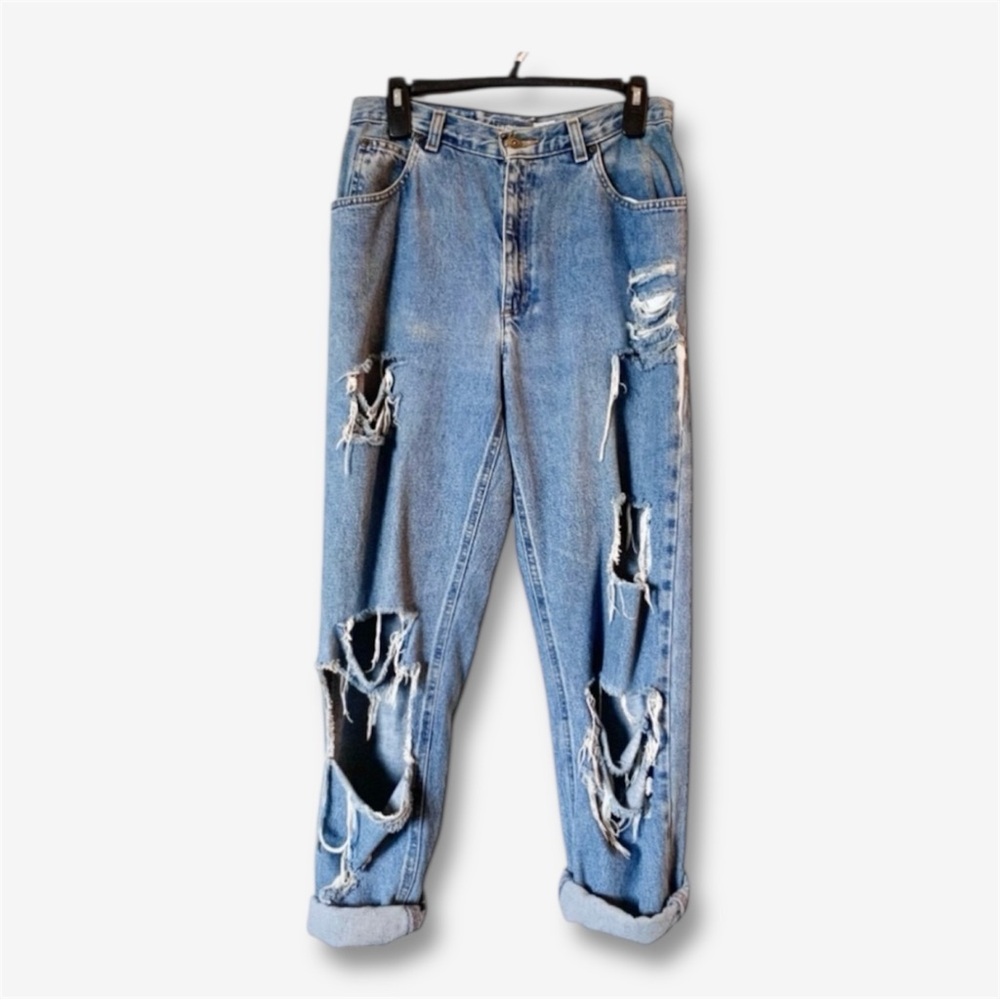 Vintage Liz Claiborne Mom Jeans Distressed Ripped High Rise Classic Fit 10 Short